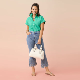 Delaney Button Down Top - Shamrock