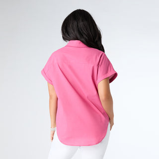 Delaney Button Down Top - Rose Pink