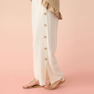 Remi Pant with Side Button Detail - Natural