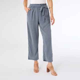 Sarina Cinched Pant with Front Tie - Navy/White