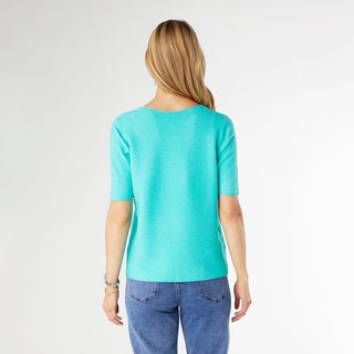 Lightweight Heavenly-Luxe Short Sleeve Top - Bright Turquoise