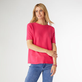 Lightweight Heavenly-Luxe Short Sleeve Top - Bright Pink