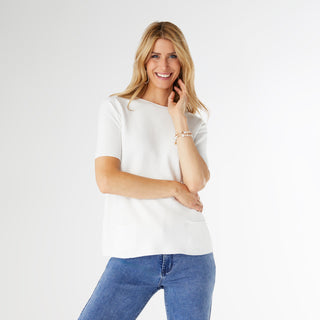 Lightweight Heavenly-Luxe Short Sleeve Top - White