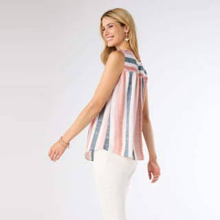 Simone Multi Stripe Top - Misty Rose/Denim