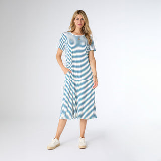Addison Striped Maxi Dress - Peacock/Off White