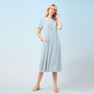 Addison Striped Maxi Dress - Peacock/Off White