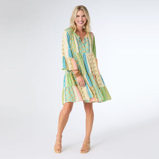 Emilee Printed Tunic Dress - Green/Coral Paisley