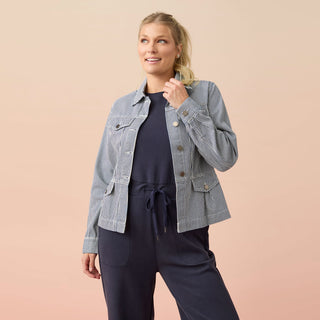 Samson Striped Denim Jacket - Denim/Off White