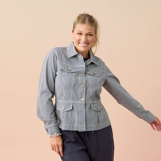Samson Striped Denim Jacket - Denim/Off White