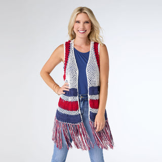 Victory Crochet Vest - Red/White/Blue