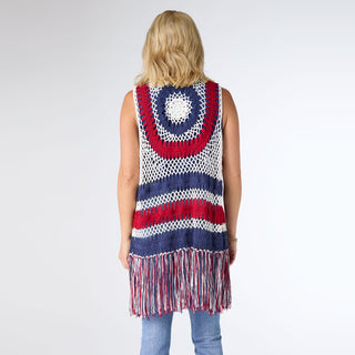 Victory Crochet Vest - Red/White/Blue