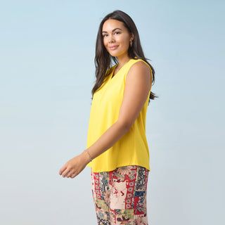 Erin Pleat Back V-Neck Tank - Sunburst