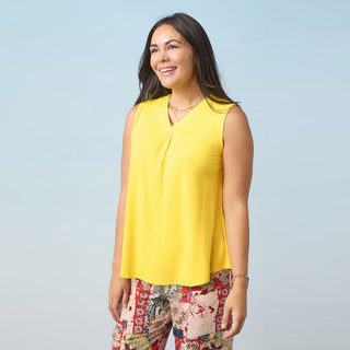 Erin Pleat Back V-Neck Tank - Bright Rose