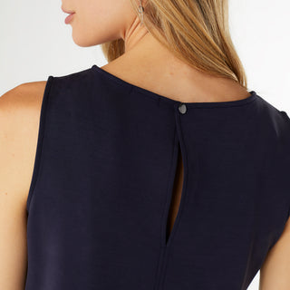 Hilarie Super Soft Crop Romper with Pockets - Navy