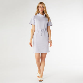 Hilarie Super Soft Short Sleeve Dress - Dusty Blue