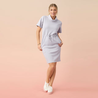 Hilarie Super Soft Short Sleeve Dress - Dusty Blue