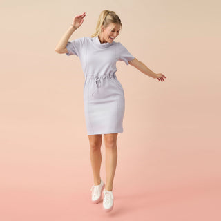 Hilarie Super Soft Short Sleeve Dress - Dusty Blue