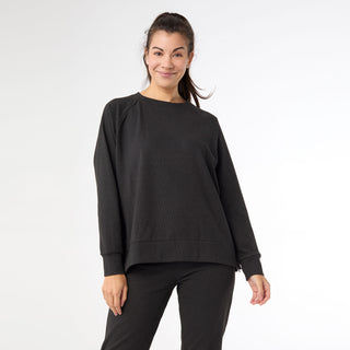 Weekend Brushed Side Zip Raglan Sleeve - Midnight Black