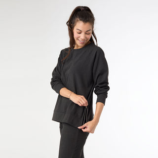 Weekend Brushed Side Zip Raglan Sleeve - Midnight Black