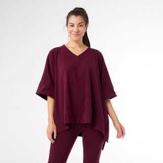 Smooth V-Neck Poncho - Merlot