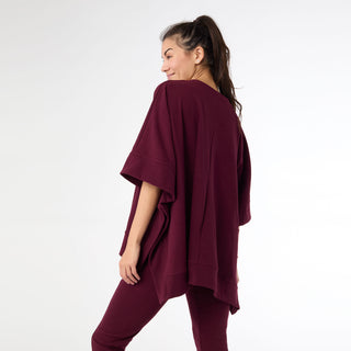 Smooth V-Neck Poncho - Merlot