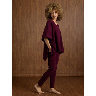 Smooth V-Neck Poncho - Merlot