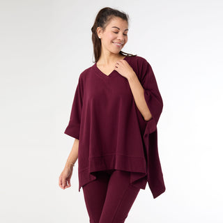 Smooth V-Neck Poncho - Merlot