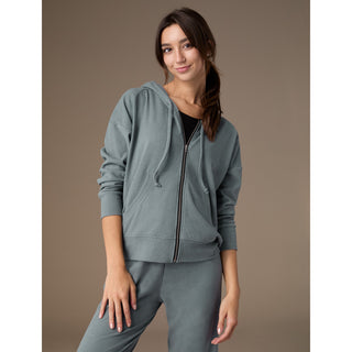 Weekend Brushed Long Sleeve Full Zip Hoodie - Hazy Blue