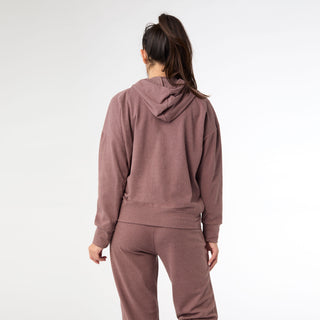 Weekend Brushed Long Sleeve Full Zip Hoodie - Auburn