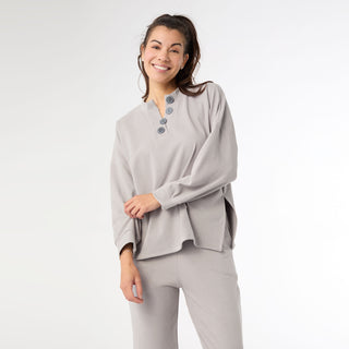 Weekend Brushed Henley - Stone Grey