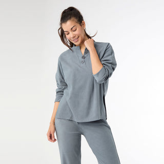 Weekend Brushed Henley - Hazy Blue