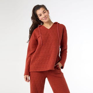 Cute Quilt Hoodie - Rust