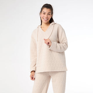 Cute Quilt Hoodie - Cement