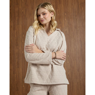 Cute Quilt Hoodie - Cement