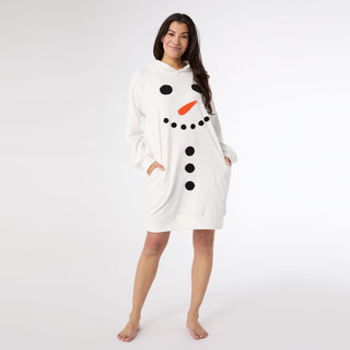 Snug Haven Hoodie Snowman Dress - White