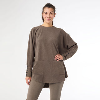 Weekend Brushed Sweater with Button Back - Spruce