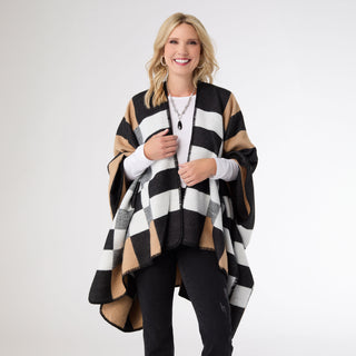 Ferrara Brushed Whipstitch Wrap - Black/Camel/White