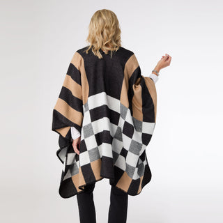 Ferrara Brushed Whipstitch Wrap - Black/Camel/White
