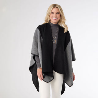 Genoa Reversible Whipstitch Wrap - Black/Grey