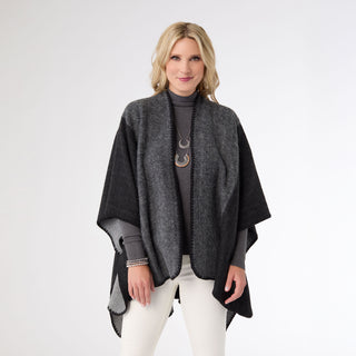 Genoa Reversible Whipstitch Wrap - Black/Grey