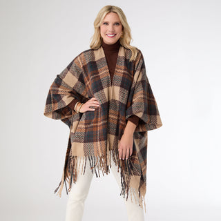Fano Plaid Wrap - Brown/Teal