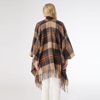 Fano Plaid Wrap - Brown/Teal