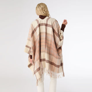 Varese Plaid Wrap - Natural/Dusty Salmon
