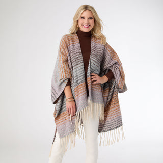 Asti Multi Stripe Wrap - Dusty Plum/Nutmeg/Brown
