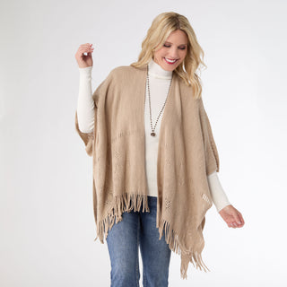 Messina Pointelle Wrap - Taupe