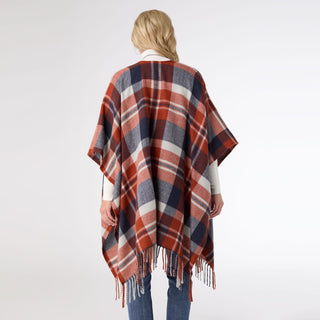Brindisi Plaid Wrap - Rust/Navy