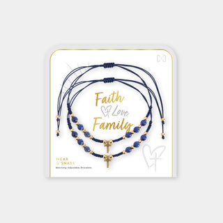 Wear + Share Faith, Love, Family Bracelet - Dark Blue