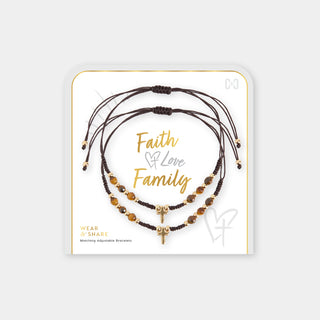 Wear + Share Faith, Love, Family Bracelet - Brown