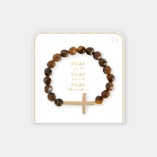 Pray on it, Pray Over it, Pray Through it Bracelet - Tiger's Eye