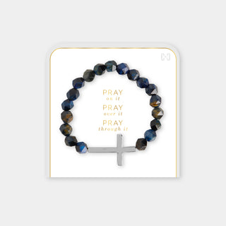 Pray on it, Pray Over it, Pray Through it Bracelet - Deep Blue